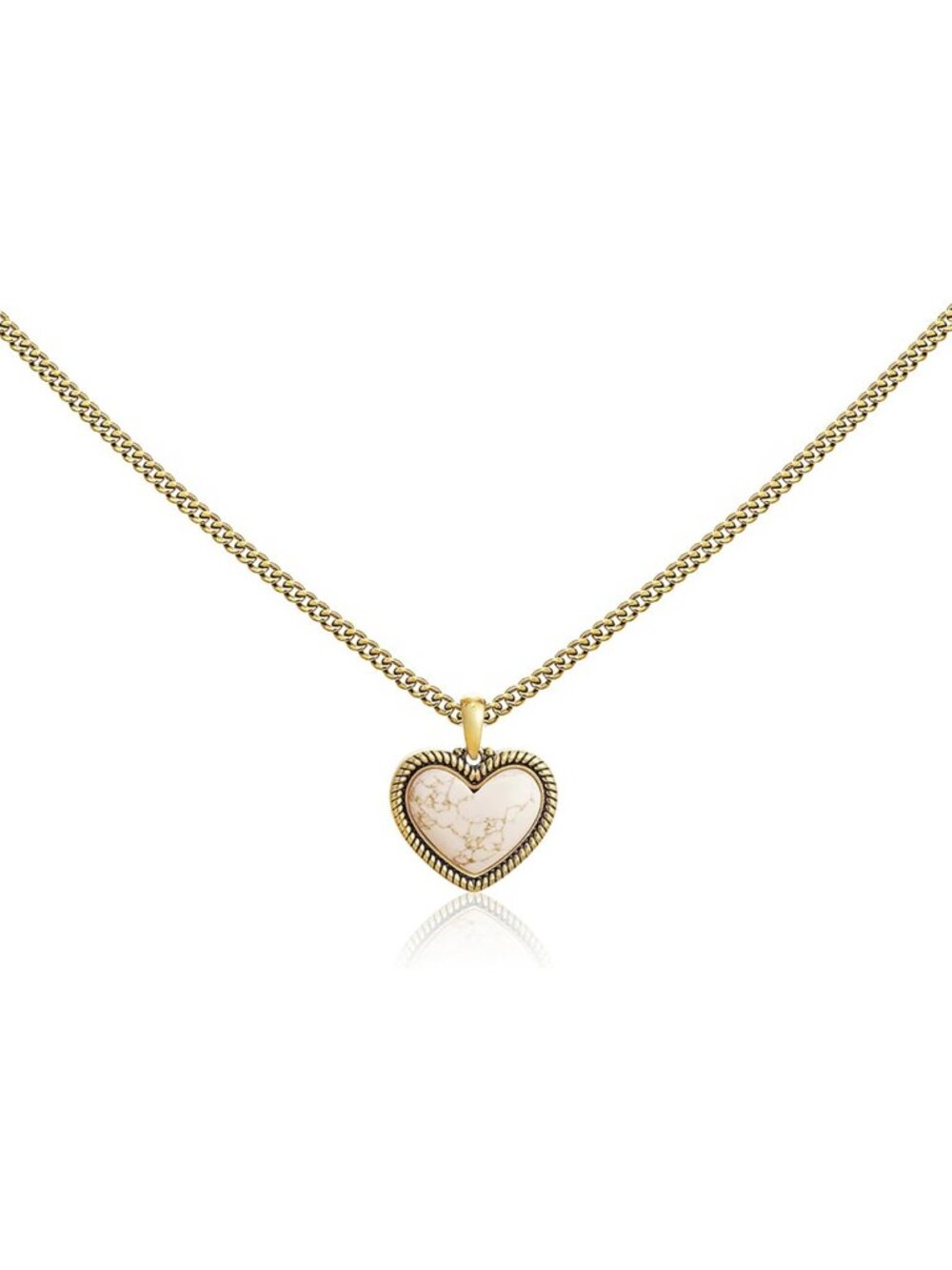 Turquoise Heart Pendant Necklace - Gold Plated Western Style Jewelry for Women